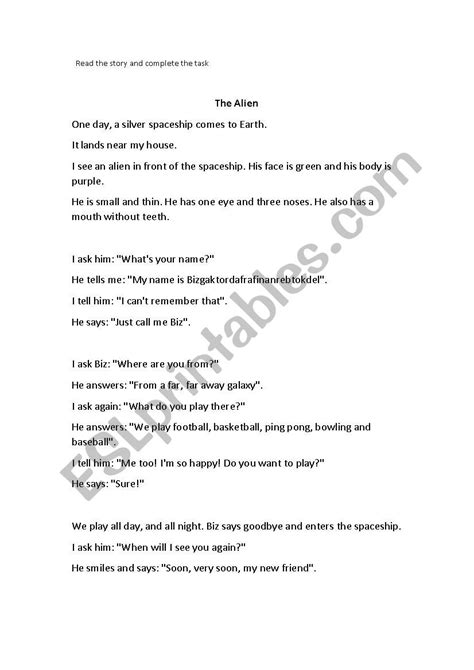 Alien Story Worksheet 的图像结果