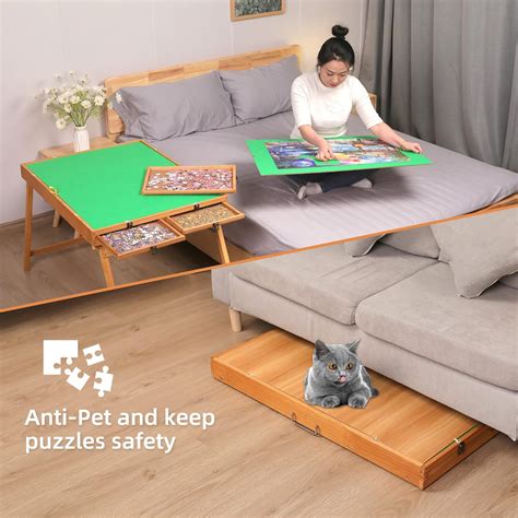 Buy BittPicc Jigsaw Puzzle Table with Legs and 4 Drawers for 1500 Pcs ...