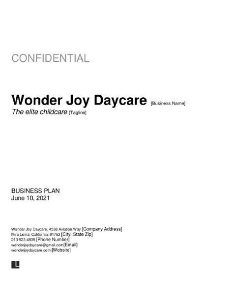 Child Care Business Plan Examples at Matthew Colvin blog