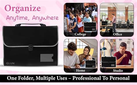 GLUN® 13 Pocket Expanding File Folder with Handle & Buckle Closure for ...