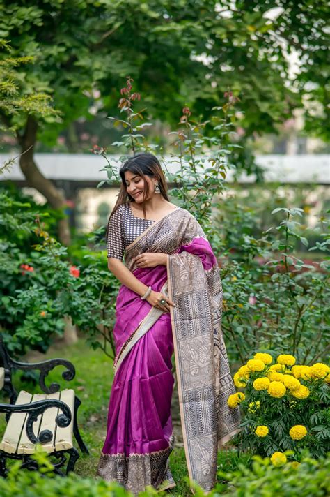 Deep Purple Madhubani Silk Saree | Buy Online – Kalyanja