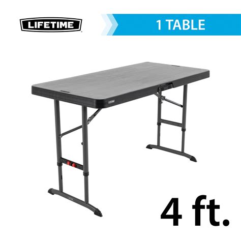 Lifetime 4' Commercial Adjustable Folding Table | Black Top