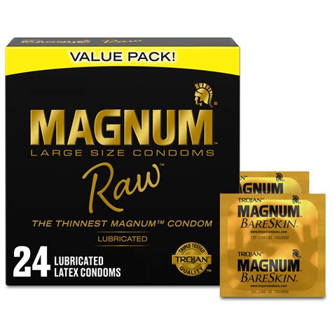 Trojan Magnum Raw Large Size Condoms - 24 Count HSA/FSA Eligible ...