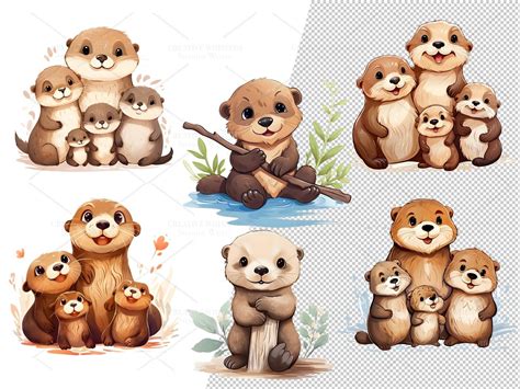 24 Digital Cute Sea Otter Clip Art Set, Cute Sea Otter Sticker ...