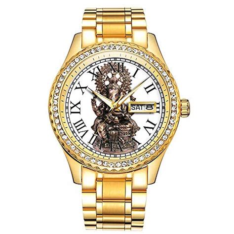 Men Watch Luminous Luxury Waterproof Unique Gold Wrist Watch Ganesha ...