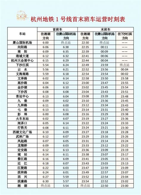 杭州地铁运营时间表2023年_旅泊网