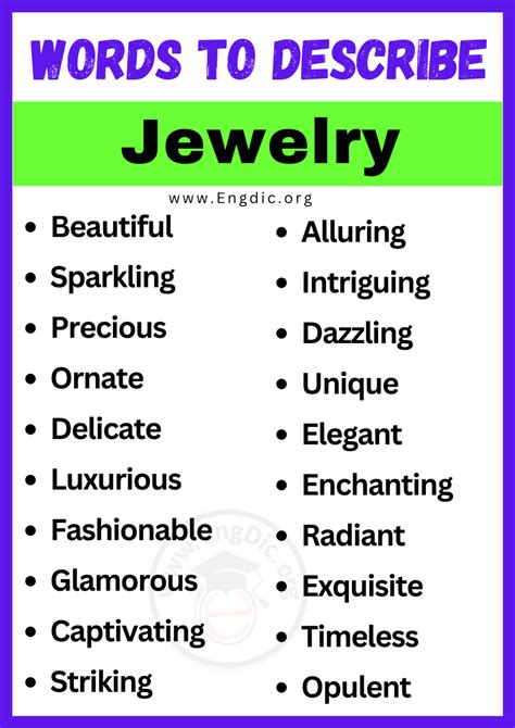 20+ Best Words to Describe Jewelry, Adjectives for Jewelry - EngDic