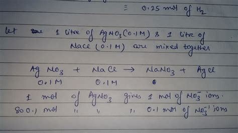 what is the concentration of nitrate ions if equal volume of 0.1M Agno3 ...