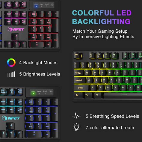 Buy NPET S20 Wired Gaming Keyboard Mouse Combo, LED Backlit Quiet ...