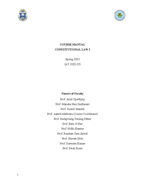 L-CT-0023 Constitutional Law I Spring 2023 Aakriti Malhotra - COURSE ...
