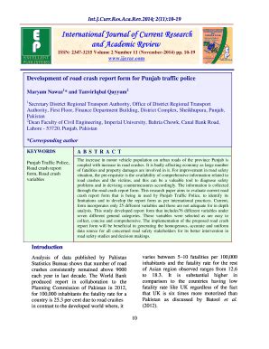 Fillable Online Development of road crash report form for Punjab ...