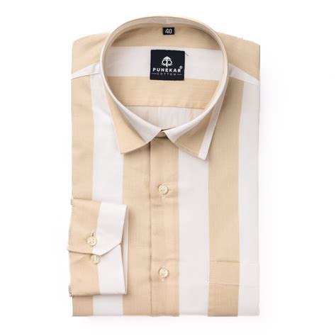 Tan Color Stripe Shirt For Men – Punekar Cotton