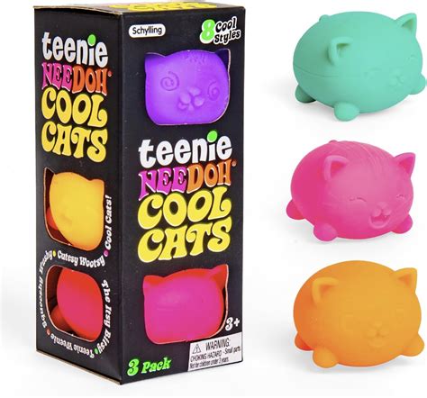 Amazon | Schylling NeeDoh Teenie クールキャット - 感覚フィジェットトイ - 3つのミニグルービーグロブ アソートカラー - 対象年齢3~大人用 (1パック ...