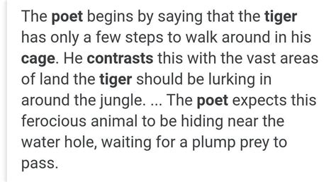 How does poet contrast the tiger in cage the tiger in zoo - Brainly.in