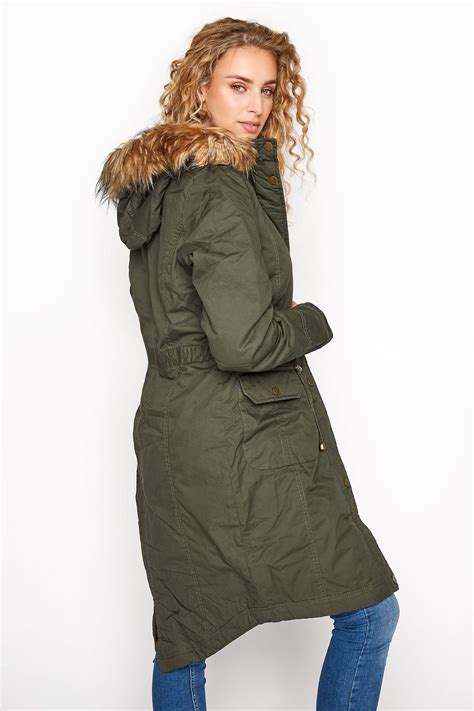 LTS Khaki Faux Fur Trim Parka | Long Tall Sally