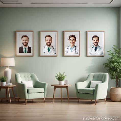 Clinic Wall Render: Medical Art & Seating | Stable Diffusion Online - medical art