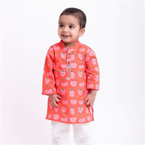 Buy Unisex Bright Berry Cotton Kurta Set Online In India – Mama and Peaches