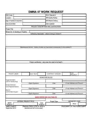 Fillable Online dmna ny DMNA Form 47 - Work Request Fax Email Print ...