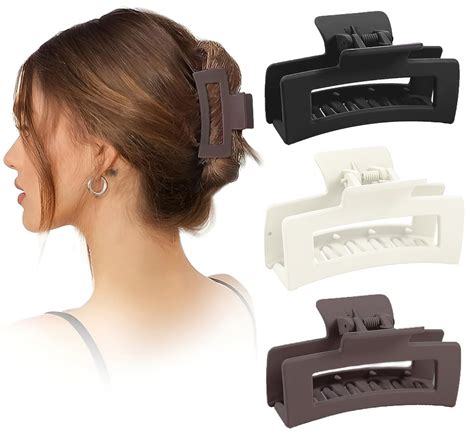 ANNA CREATIONS Korean Large Matte Hair Claw Clips for Thick Hair 4 ...