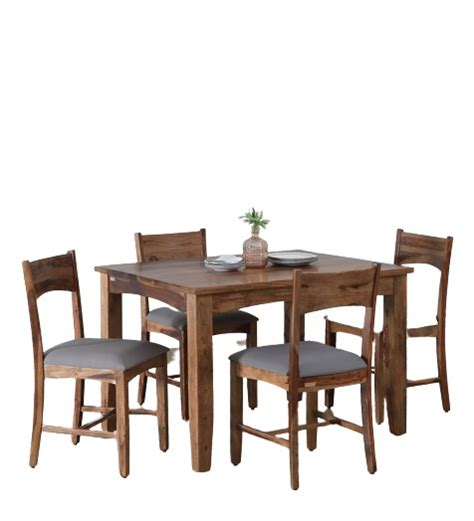 BISCAY SOLID WOOD 4 SEATER DINING SET IN RUSTIC TEAK FINISH | Mfg ...