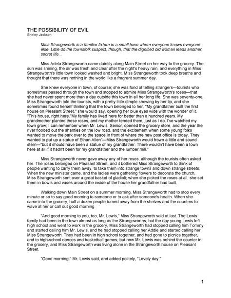 The Possibility Of Evil