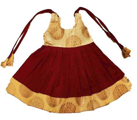 Buy Prince N Princess Raw Silk Baby Girl Knot Type Frock in Maroon ...