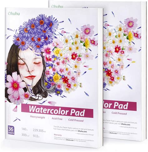 Watercolor Paper 2 Packs Ohuhu Water Color Paper 300 GSM/140 LB Drawing ...