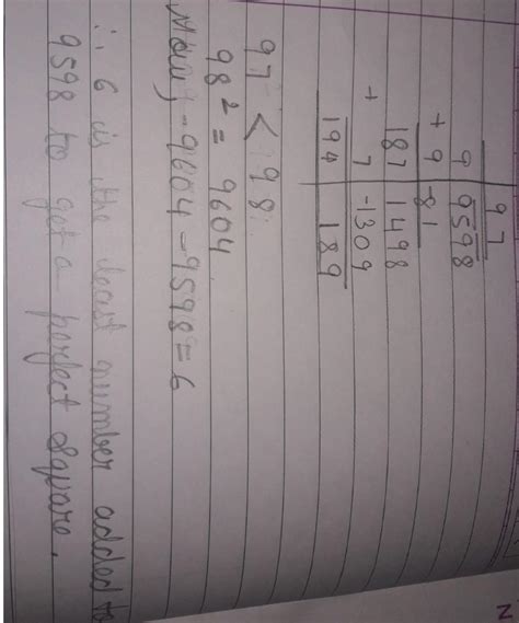 find the least number that must be added to 9598 to make it a perfect ...