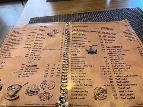 Menu at ROSEBOWL RESTAURANT ( SIGNATURE DISHES BY NAZCO ), Kottarakkara
