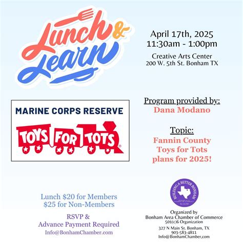 Lunch & Learn: Fannin County Toys for Tots, Creative Arts Center ...