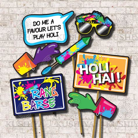 Buy Holi Celebration Photo Booth Props Set of 15 Rang Barse Online in ...