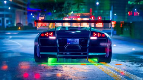 Download wallpaper 1920x1080 car, sportscar, neon, backlight, road full ...