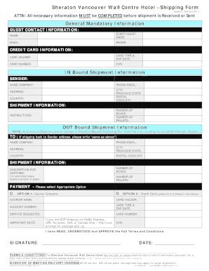 Fillable Online citap Sheraton Vancouver Wall Centre Inbound and ...