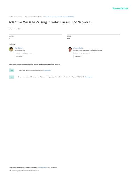 AdaptiveMessagePassinginVANET - See discussions, stats, and author ...