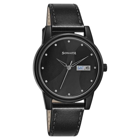 Buy Online Sonata Lite Black Dial Women Watch With Leather Strap ...