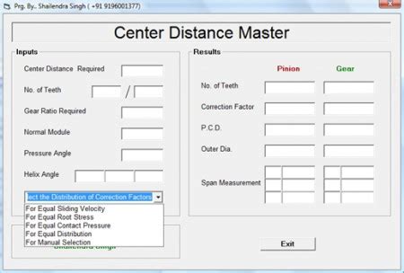 Center Distance Master :: Gear Software Solutions
