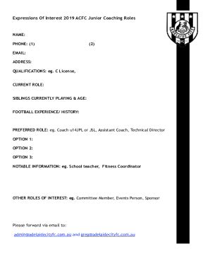Fillable Online Fillable Online application for coaching sports form ...