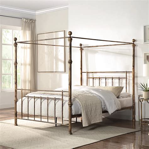Buy Welwyn Vintage Victorian 4 Poster Antique Brass Metal Bed Frame ...