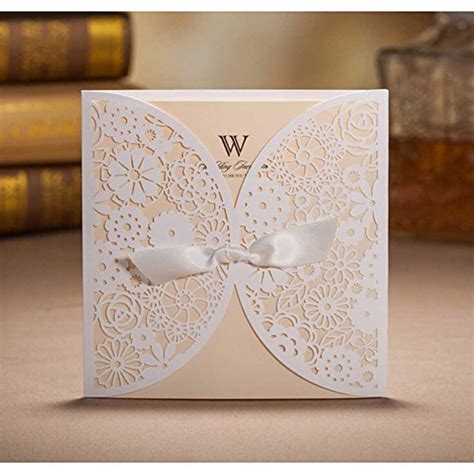 Wishmade Laser Cut Wedding Invitations White Cards India | Ubuy