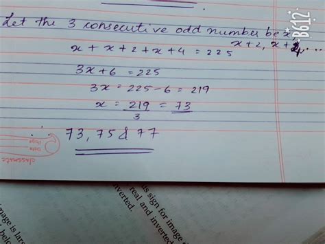 Find the three consecutive odd number whose sum is 225 - Brainly.in