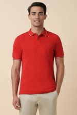 Buy Men Red Solid Polo Neck T-shirt Online - 39649255 | Allen Solly