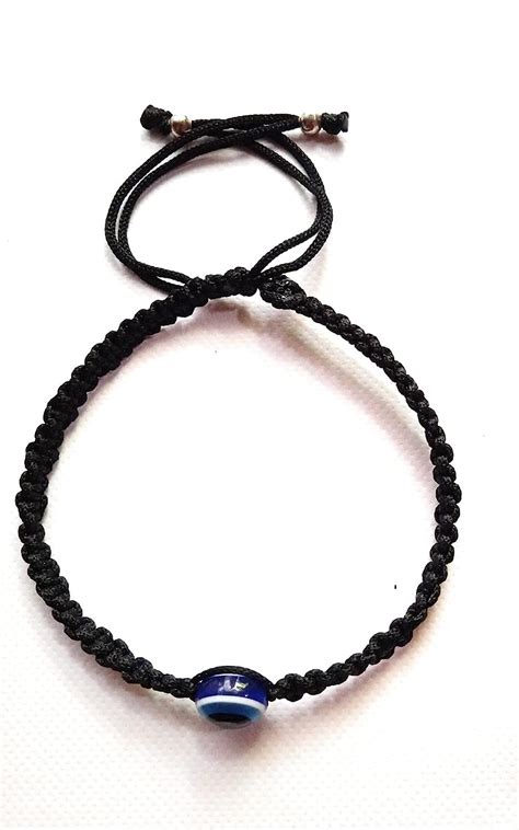 Buy Jyokrish Handmade Adjustable Black Thread Blue Evil eye Knot Anklet ...