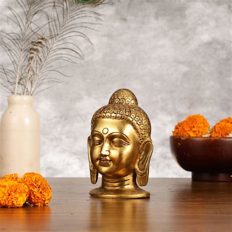 Buy Superfine Brass Buddha Head - 4 Inch - Budhshiv.com