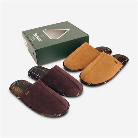 Barbour Mens Luxury Brown Suede Indoor Slippers