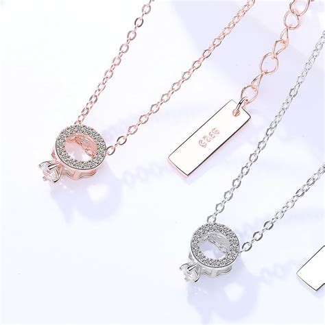 Rose Gold Zircon Circle Pendant Silver Necklace | MYSTICFLAVIA – Mystic ...