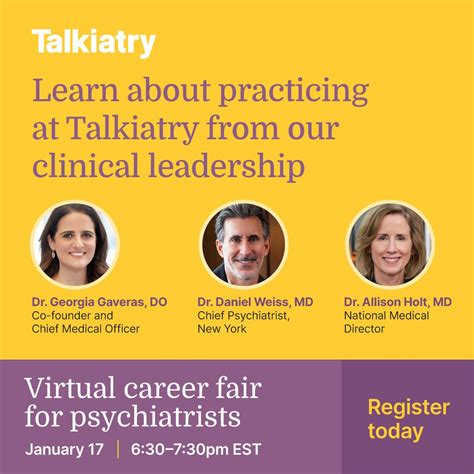 Meet our clinical leadership and find out why psychiatrists like you chose to work at Talkiatry ...