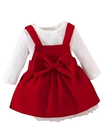 Buy Kid Girls Red White Short Sleeves Frock Dress at Amazon.in