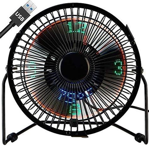 Small Desk Fan Clock Temperature Display, Lichamp 7 Inch Metal Frame ...