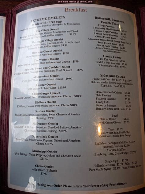 Menu at Old Village Grille restaurant, Sturbridge