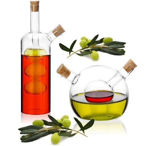 COM-FOUR® 2-Piece Bottle Set for Oil and Vinegar - Colored Glass ...